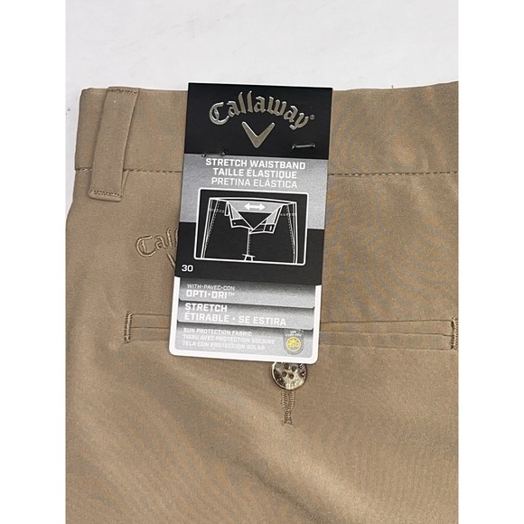 Callaway Golf‎ Short Men 30 Khaki Opti Dri Stretch Performance Chinchilla NWT - Picture 3 of 9
